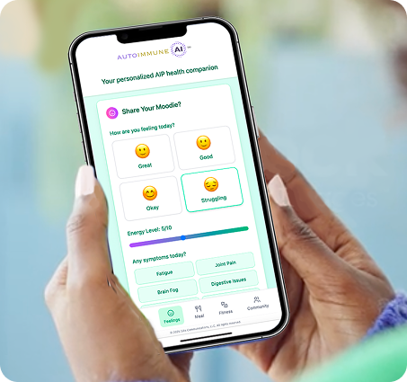 AutoimmuneAI app showing mood tracking